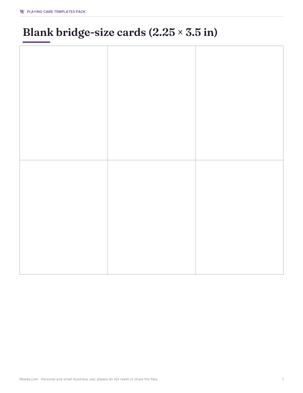 Preview of Printable Blank Bridge Cards