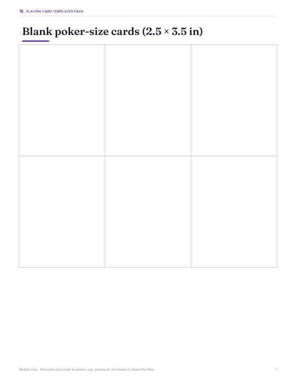 Preview of Blank Poker Card Templates